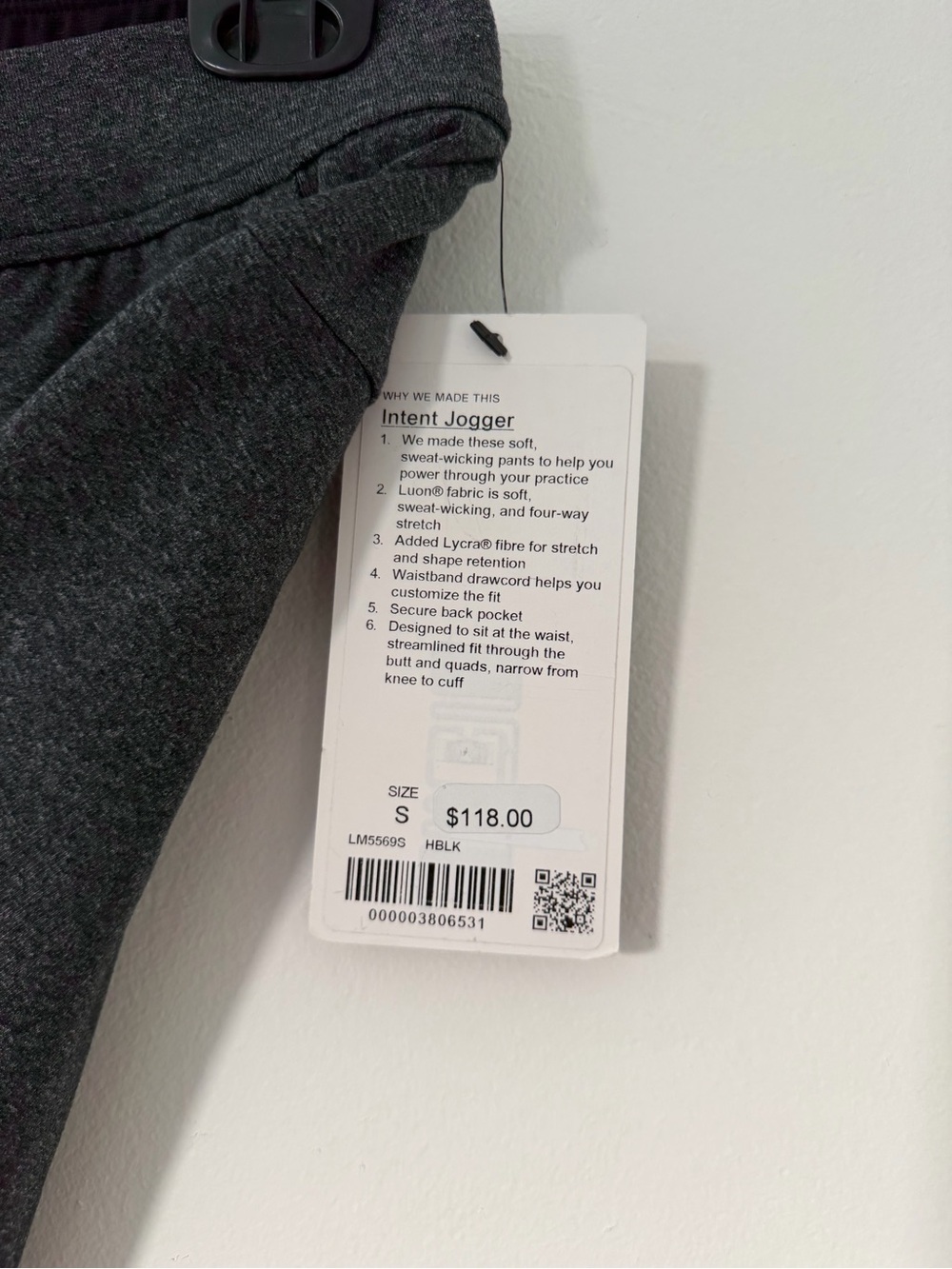 NWT Lululemon Intent Jogger *30" in Heathered Black Size Small Track Pants - Picture 6 of 16